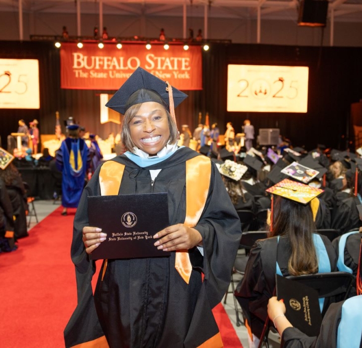 Student attending commencement ceremony