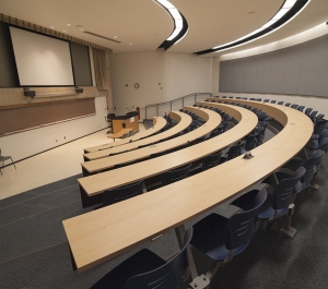 Lecture Hall 214, stadium seating style rows
